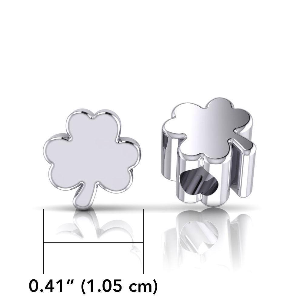 Wonderful pieces of charm ~ Sterling Silver Round Shamrock Bead TBD026 Bead