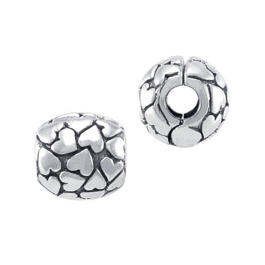 Embossed Heart Sterling Silver Bead TBD174 Bead