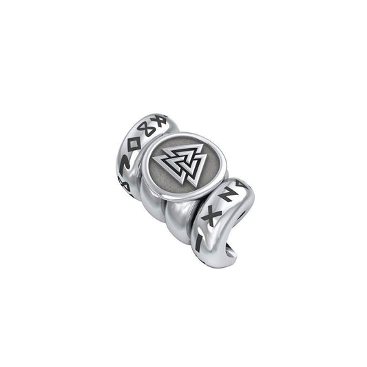 Norse Viking Valknut with Rune Symbol Silver Bead TBD362 Bead