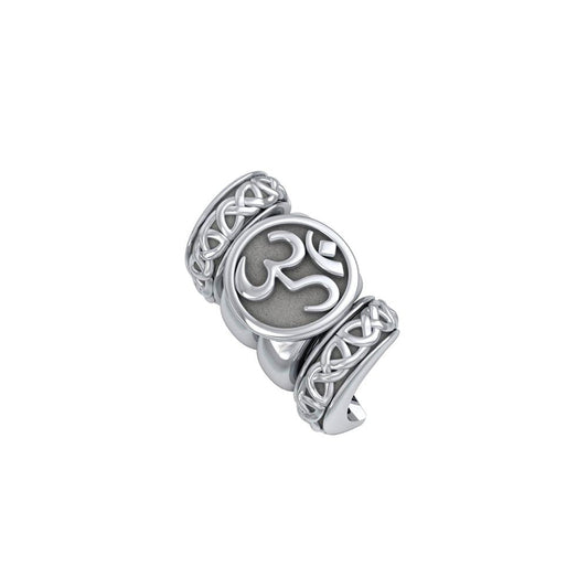 Om Symbol with Celtic Accented Silver Bead TBD364 Bead