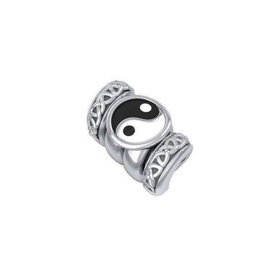 Yin Yang Symbol with Celtic Accented Silver Bead TBD365 Bead