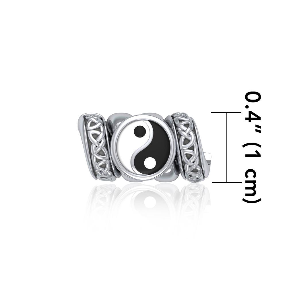 Yin Yang Symbol with Celtic Accented Silver Bead TBD365 Bead