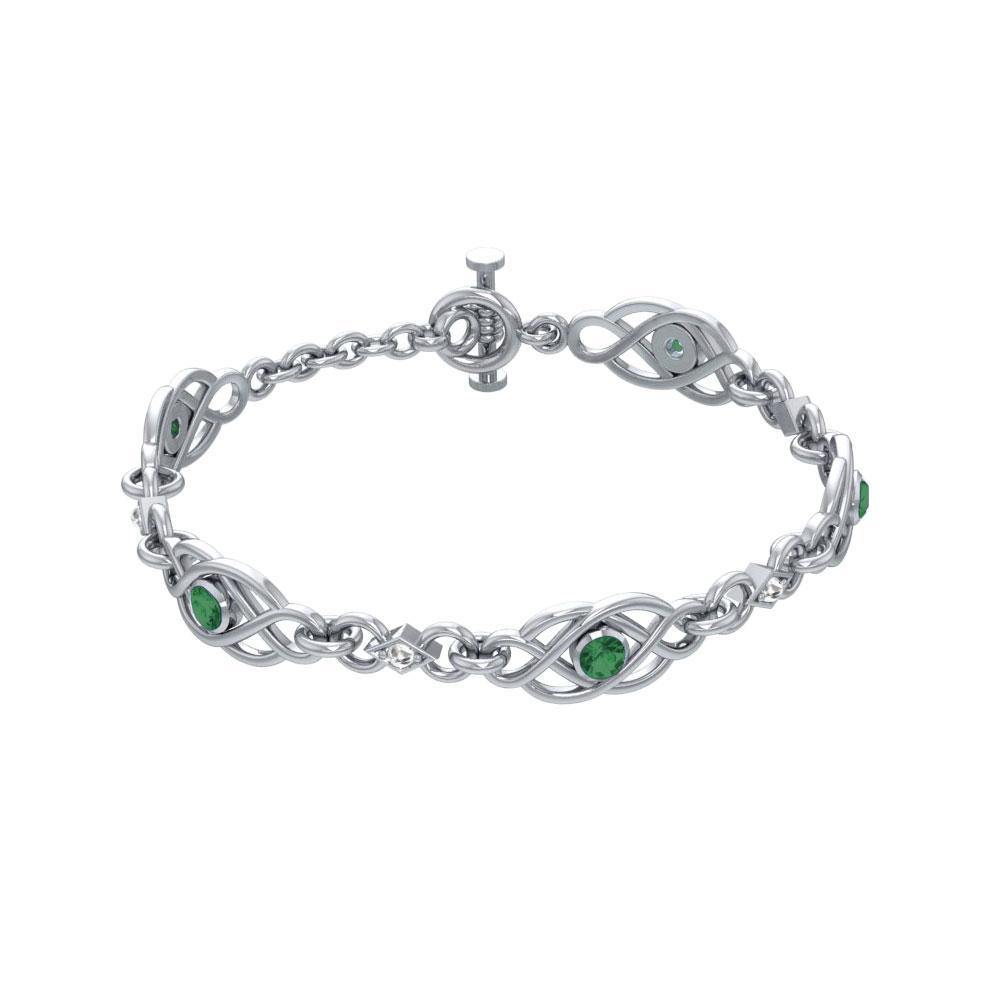 Let it flow endlessly ~ Sterling Silver Celtic Knotwork Bracelet Jewelry with Gemstone TBG097 Bracelet