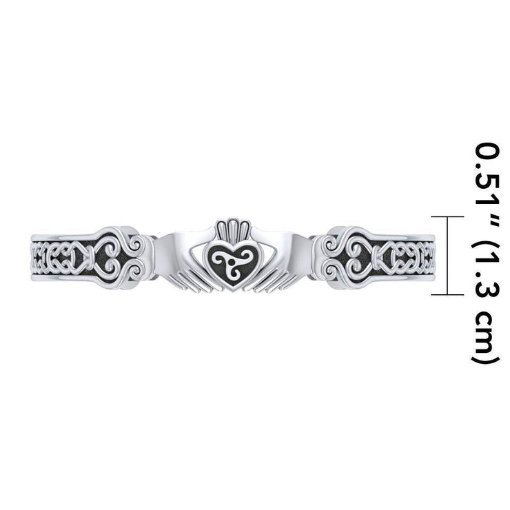 The magnificence in love, friendship, and loyalty ~ Celtic Knotwork Irish Claddagh Sterling Silver Cuff Bracelet TBG270 Bangle