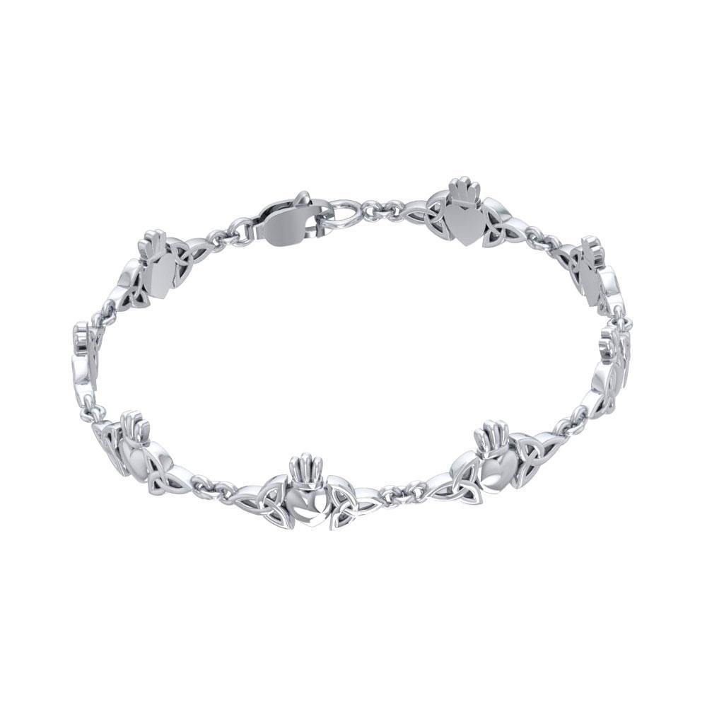 Celtic Knotwork and Claddagh Silver Bracelet TBG368 Bracelet