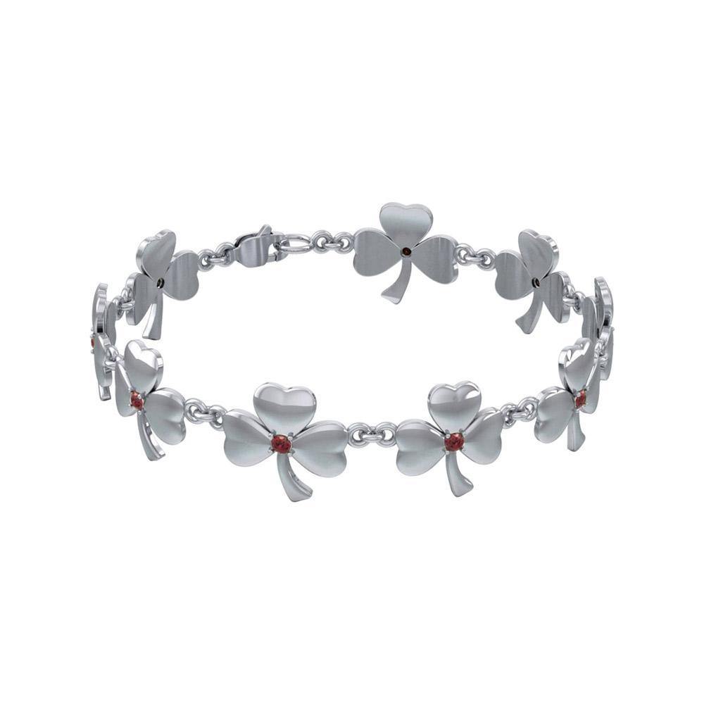 The happiness of the heart ~ Sterling Silver Jewelry Celtic Shamrock Bracelet Bracelet