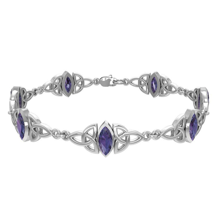Faith and believe ~ Sterling Silver Celtic Trinity Knot Bracelet with Gemstone TBG740 Bracelet