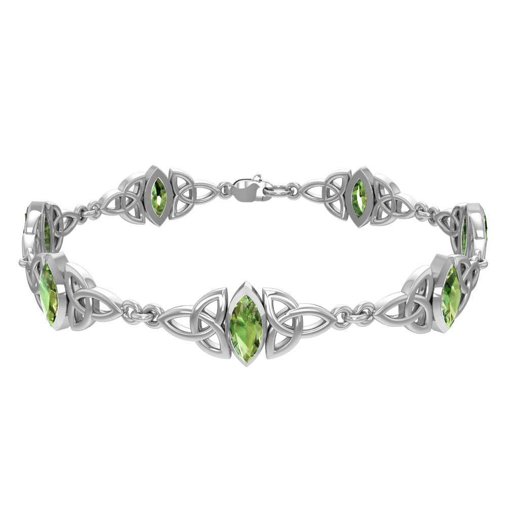 Faith and believe ~ Sterling Silver Celtic Trinity Knot Bracelet with Gemstone TBG740 Bracelet