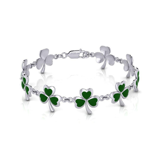 One of Celticโ€s epitome ~ Sterling Silver Jewelry Shamrock Link Bracelet TBG744 Bracelet