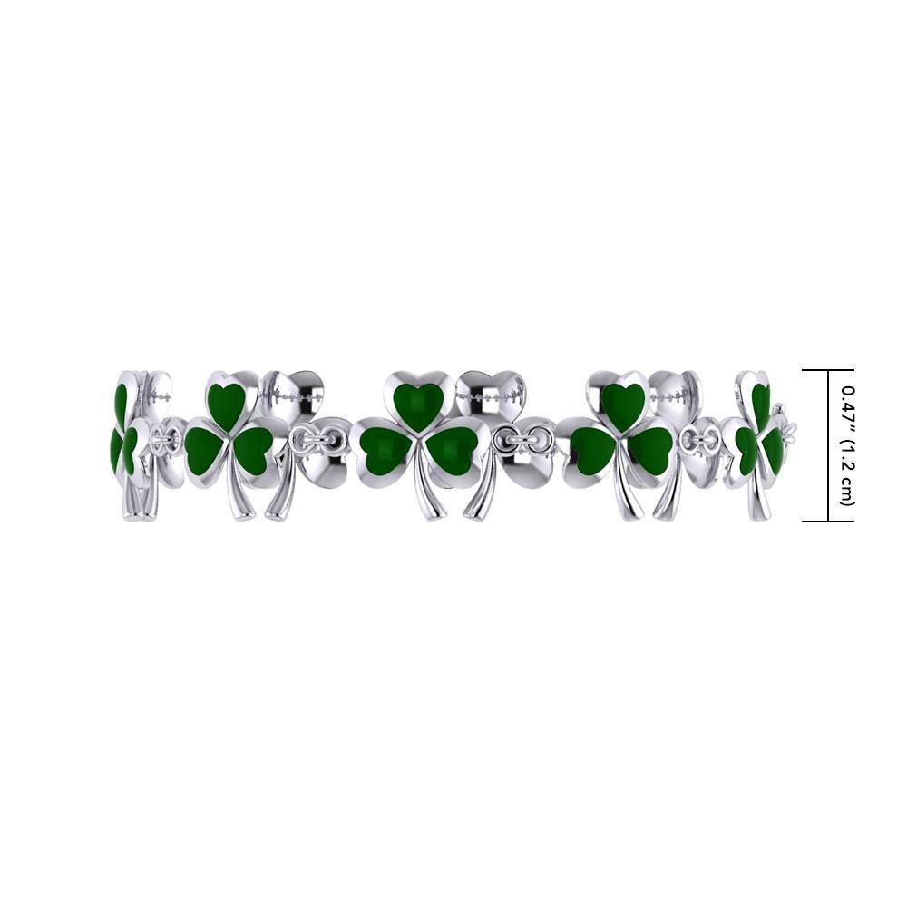 One of Celticโ€s epitome ~ Sterling Silver Jewelry Shamrock Link Bracelet TBG744 Bracelet