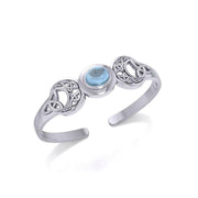 An absolute lunar enchantment ~ Celtic Blue Moon Sterling Silver Cuff Bracelet with a Gemstone Centerpiece TBG760 Bangle