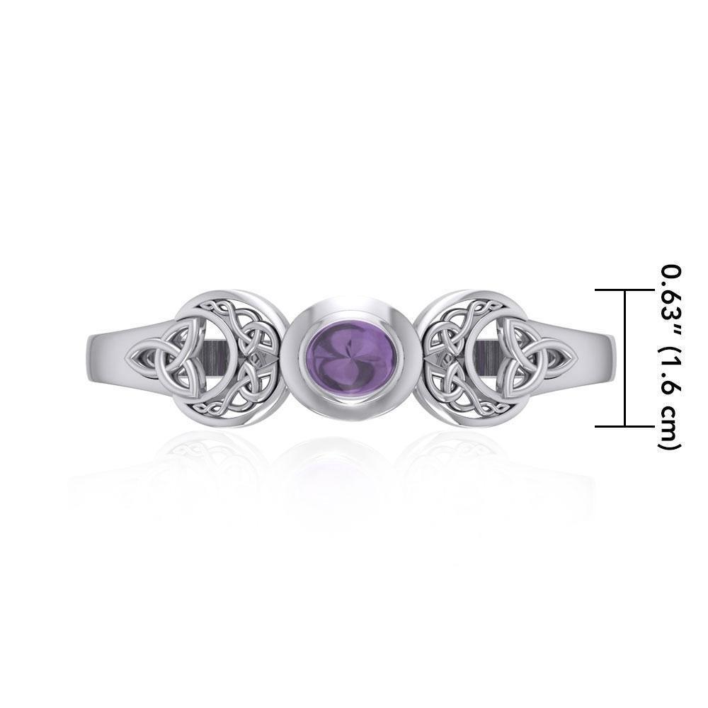 An absolute lunar enchantment ~ Celtic Blue Moon Sterling Silver Cuff Bracelet with a Gemstone Centerpiece TBG760 Bangle