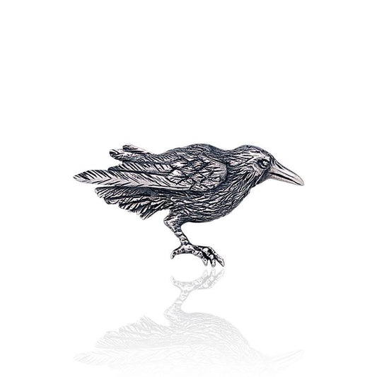 Silver Raven Brooch TBR234