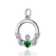 A grateful love in eternity ~ Celtic Knotwork Claddagh Sterling Silver Charm with Gemstone TC318 Charm