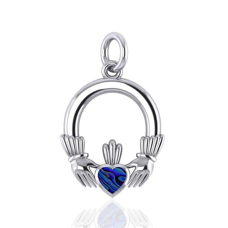 A grateful love in eternity ~ Celtic Knotwork Claddagh Sterling Silver Charm with Gemstone TC318 Charm