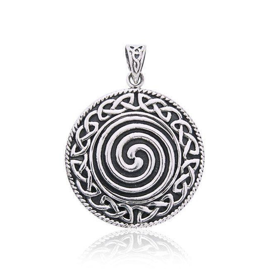 Large Celtic Knot Silver Spiral Pendant TP196 Pendant