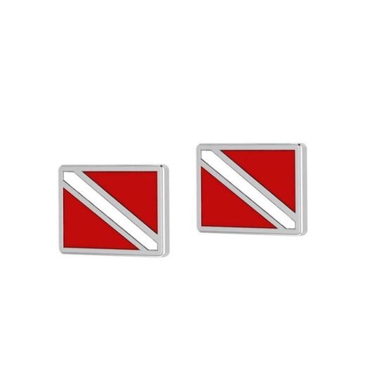 Dare to dive deep ~ Sterling Silver Jewelry Dive Flag Post Earrings TE2045 Earrings