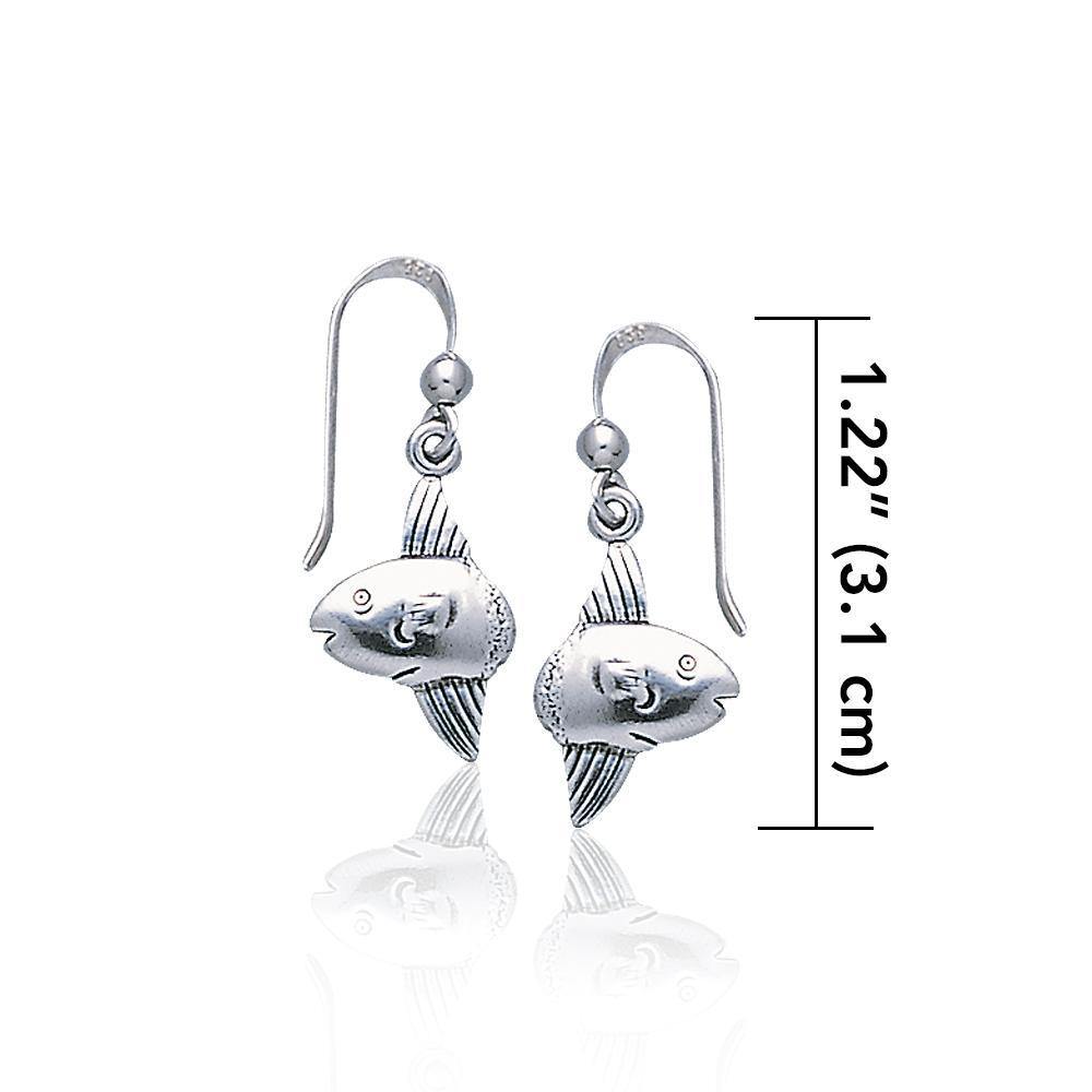 The most docile Sunfish in the deep blue sea ~ Sterling Silver Jewelry Hook Earrings TE2189 Earrings