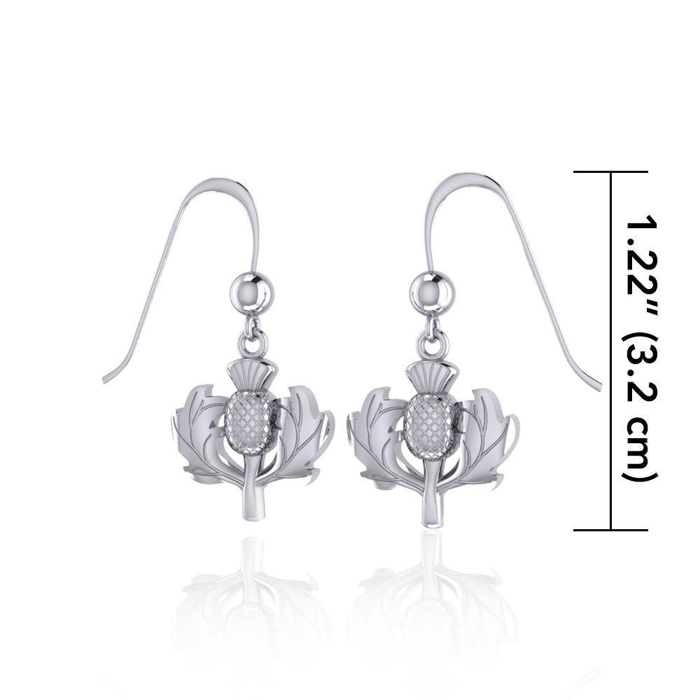 Sterling Silver Scottish Thistle Earrings TE2872 Earrings