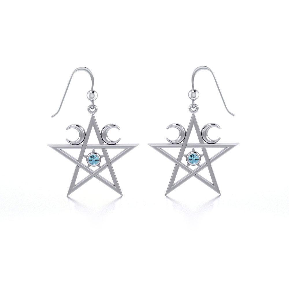 Silver Pentagram Pentacle Earrings TE2875 Earrings