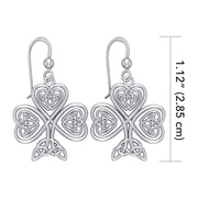 A wishful inspiration and luck ~ Celtic Knotwork Shamrock Sterling Silver Hook Earrings by Courtney Davis TE2919 Earrings