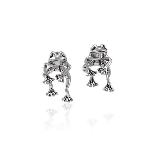 Moveable Frog Silver Silver Earrings TE533 Earrings