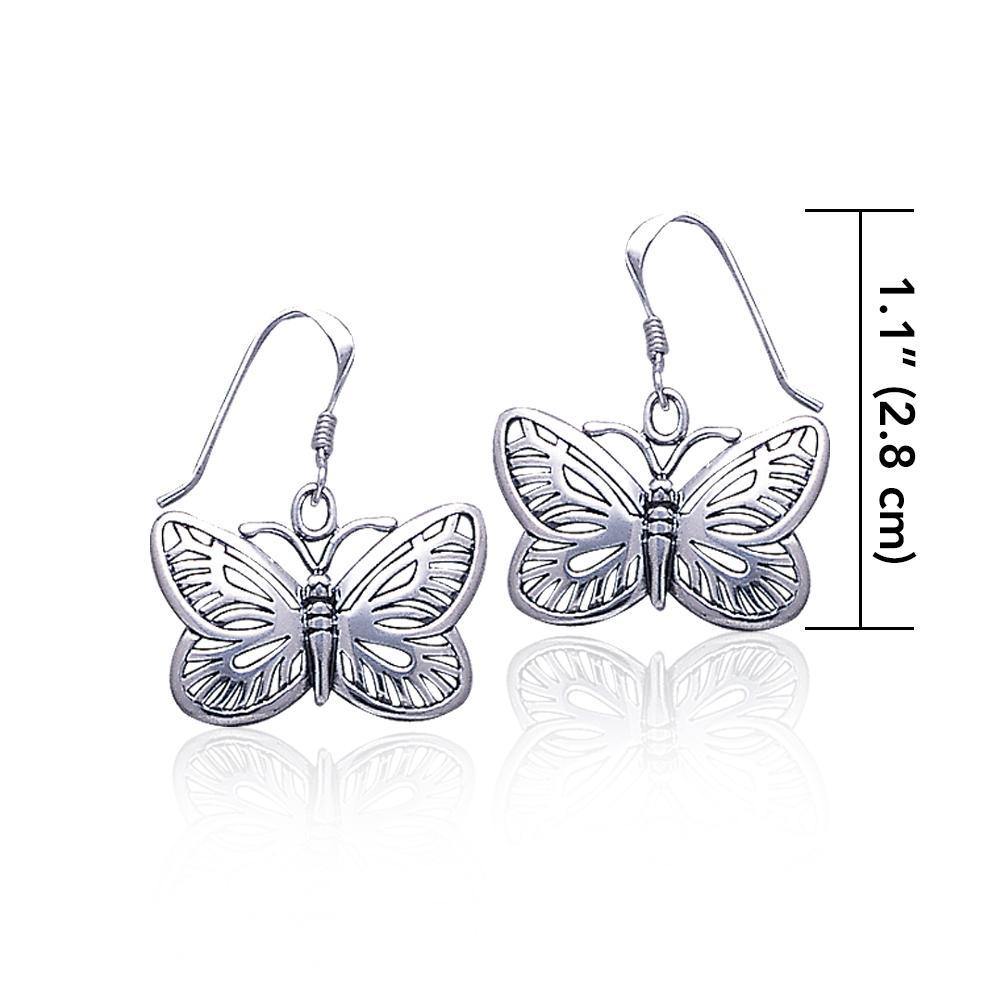 Butterflies are my friends ~ Sterling Silver Jewelry Butterfly Hook Earrings TE808 Earrings