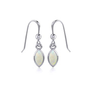 Elegance in Sterling Silver with Small Marquise Cabochon Dangle Earrings Earrings