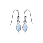 Elegance in Sterling Silver with Small Marquise Cabochon Dangle Earrings