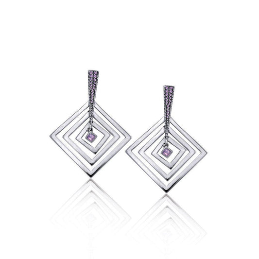 Beauty in Harmony ~ Sterling Silver Elegant Earrings Jewelry TER1018-White Cubic Zirconium Earrings