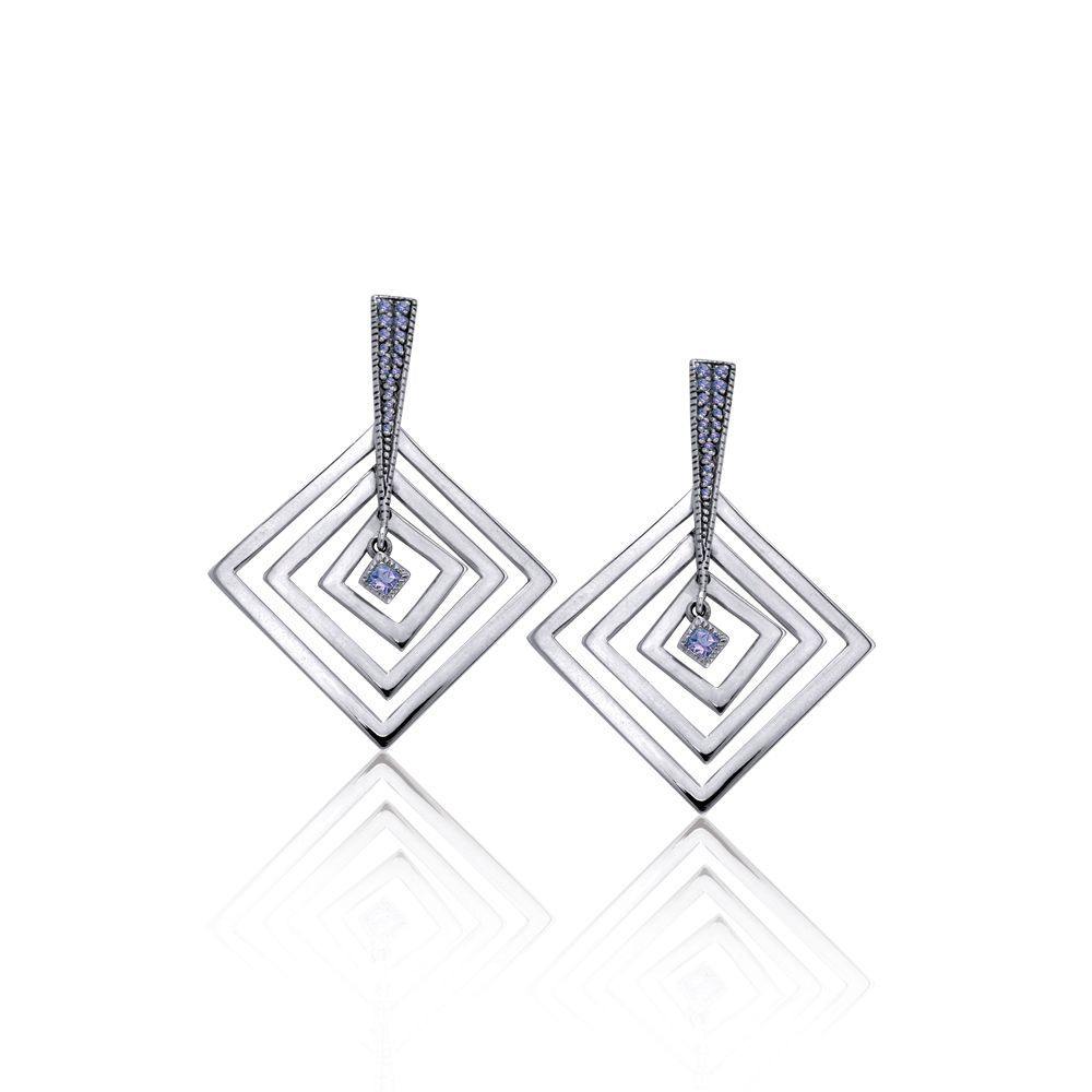 Beauty in Harmony ~ Sterling Silver Elegant Earrings Jewelry TER1018-White Cubic Zirconium Earrings