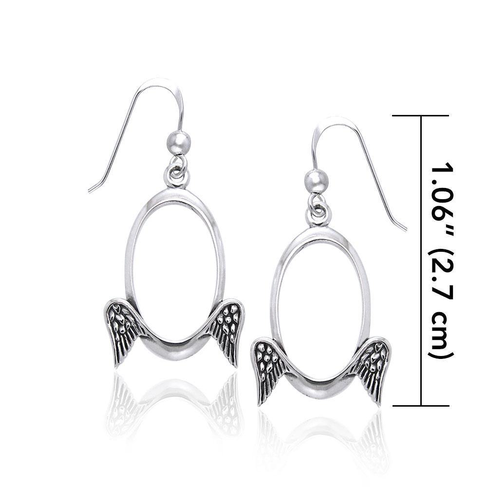 Oval Design Angel Wings Silver Earrings TER1154 Earrings