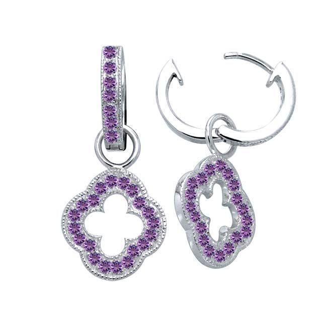 Modern Geometric Art TER1197-Genuine Amethyst Earrings