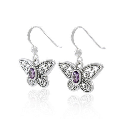 Delighted of the butterfly's beauty ~ Sterling Silver Jewelry Earrings with Gemstone TER1237 Earrings