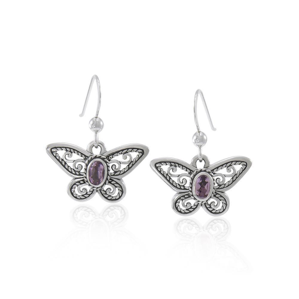 Delighted of the butterfly's beauty ~ Sterling Silver Jewelry Earrings with Gemstone TER1237 Earrings