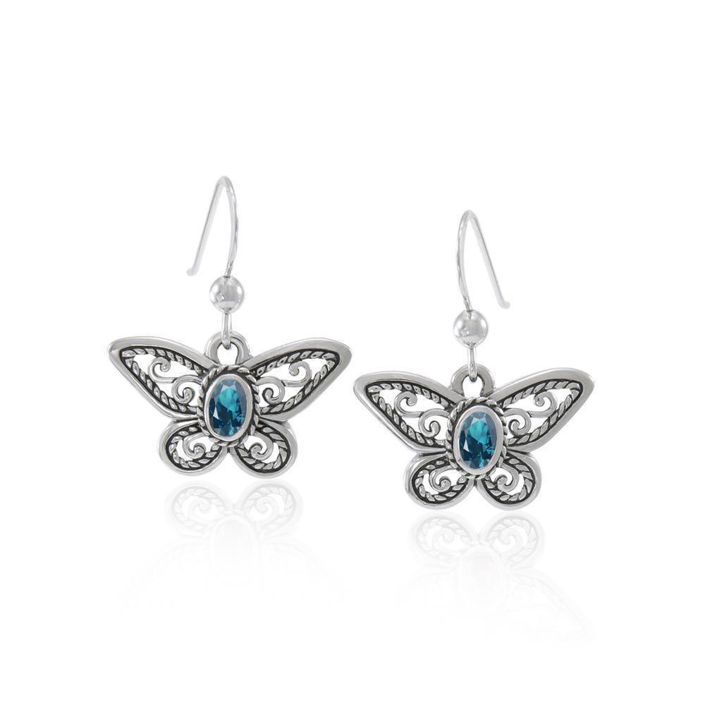 Delighted of the butterfly's beauty ~ Sterling Silver Jewelry Earrings with Gemstone TER1237 Earrings