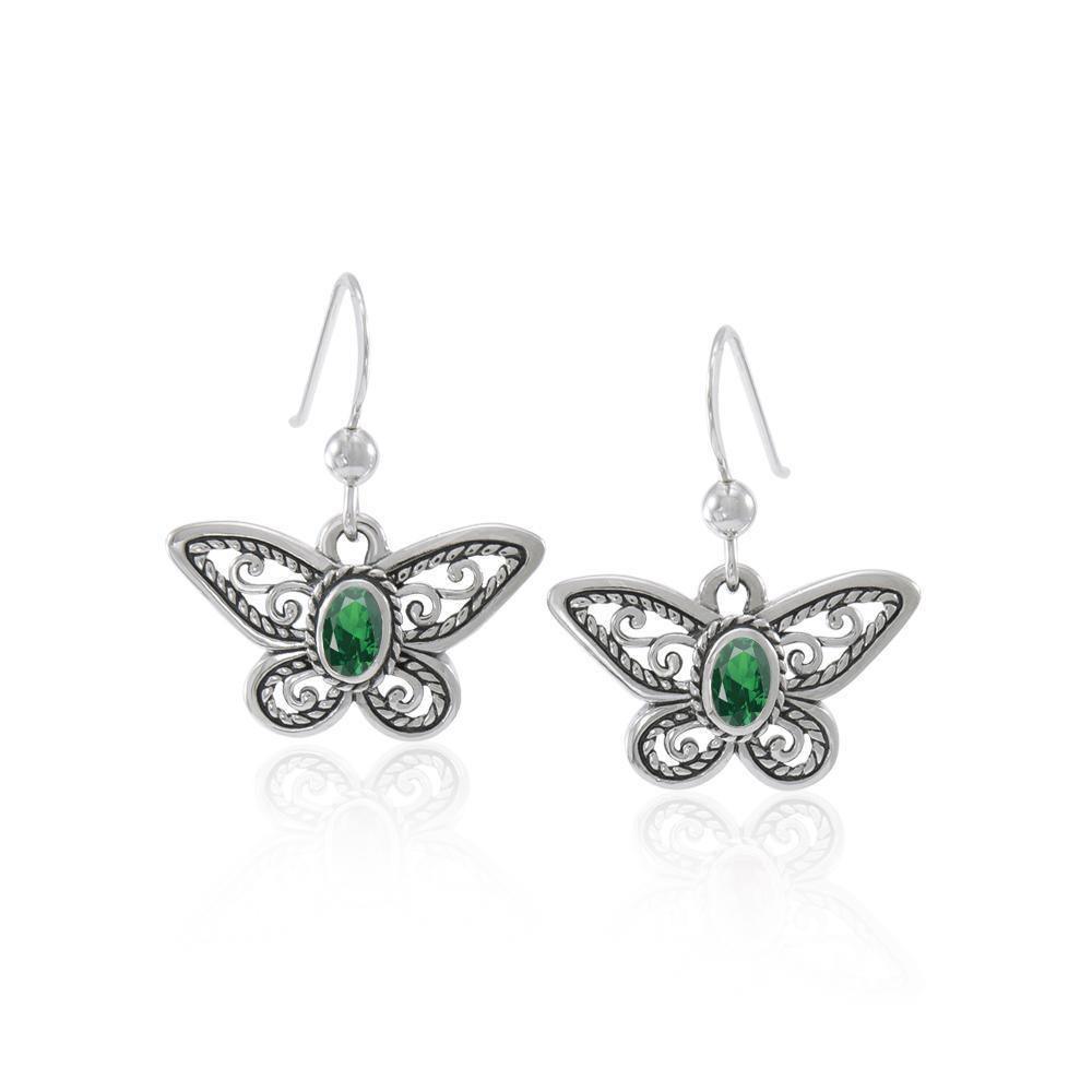 Delighted of the butterfly's beauty ~ Sterling Silver Jewelry Earrings with Gemstone TER1237 Earrings