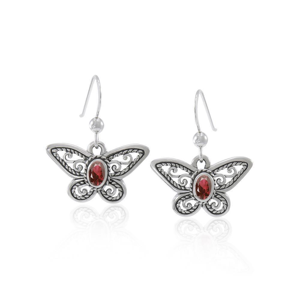 Delighted of the butterfly's beauty ~ Sterling Silver Jewelry Earrings with Gemstone TER1237 Earrings