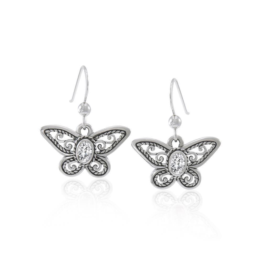 Delighted of the butterfly's beauty ~ Sterling Silver Jewelry Earrings with Gemstone TER1237 Earrings