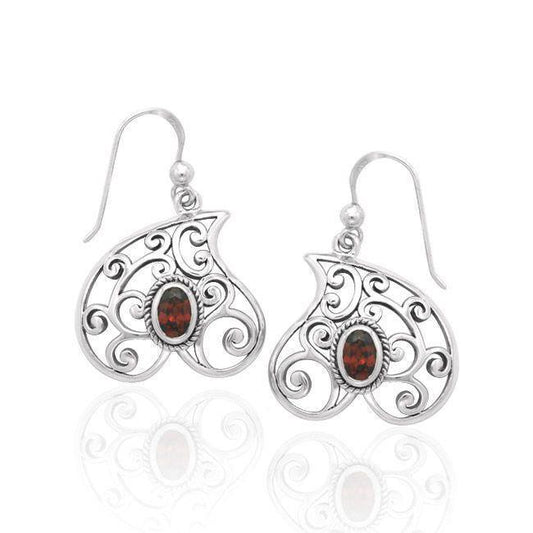 Antique Heart Earrings TER1239 - Natural Garnet Earrings