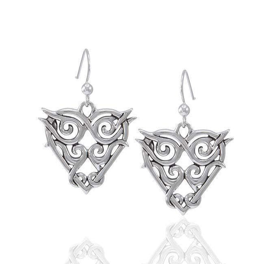 Celtic Spiral Silver Heart Earrings TER1559 Earrings