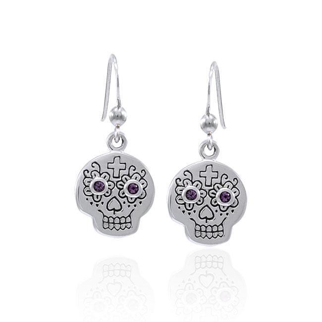 Dia de los Muertos Skull Gemstone Earrings TER1585 Earrings
