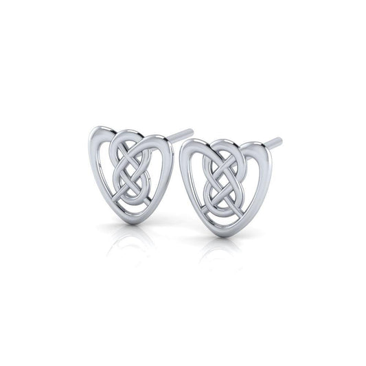 The gift of an eternal love ~ Celtic Knotwork Heart Sterling Silver Post Earrings Jewelry Earrings
