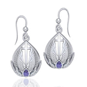 The Christian Cross Sterling Silver Earrings with Gemstone TER1664 Earrings