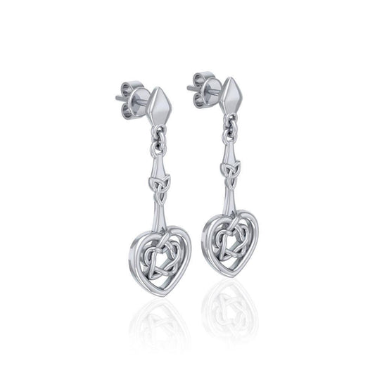 Celtic Heart Silver Post Earrings TER1676 Earrings