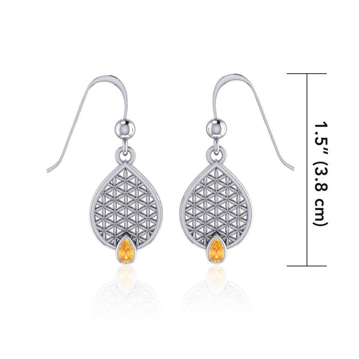 Flower of Life Mandala Silver Earrings with Gemstone TER1687 Earrings
