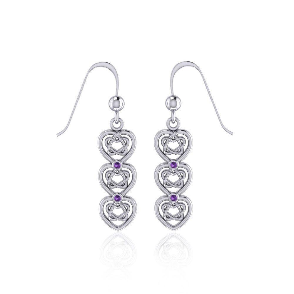 A love that goes on and on ~ Celtic Knotwork Heart Sterling Silver Dangle Earrings TER1689 Earrings