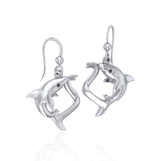 Big Eye Thresher Shark Sterling Silver With Gemstones Earrings TER1697 Earrings