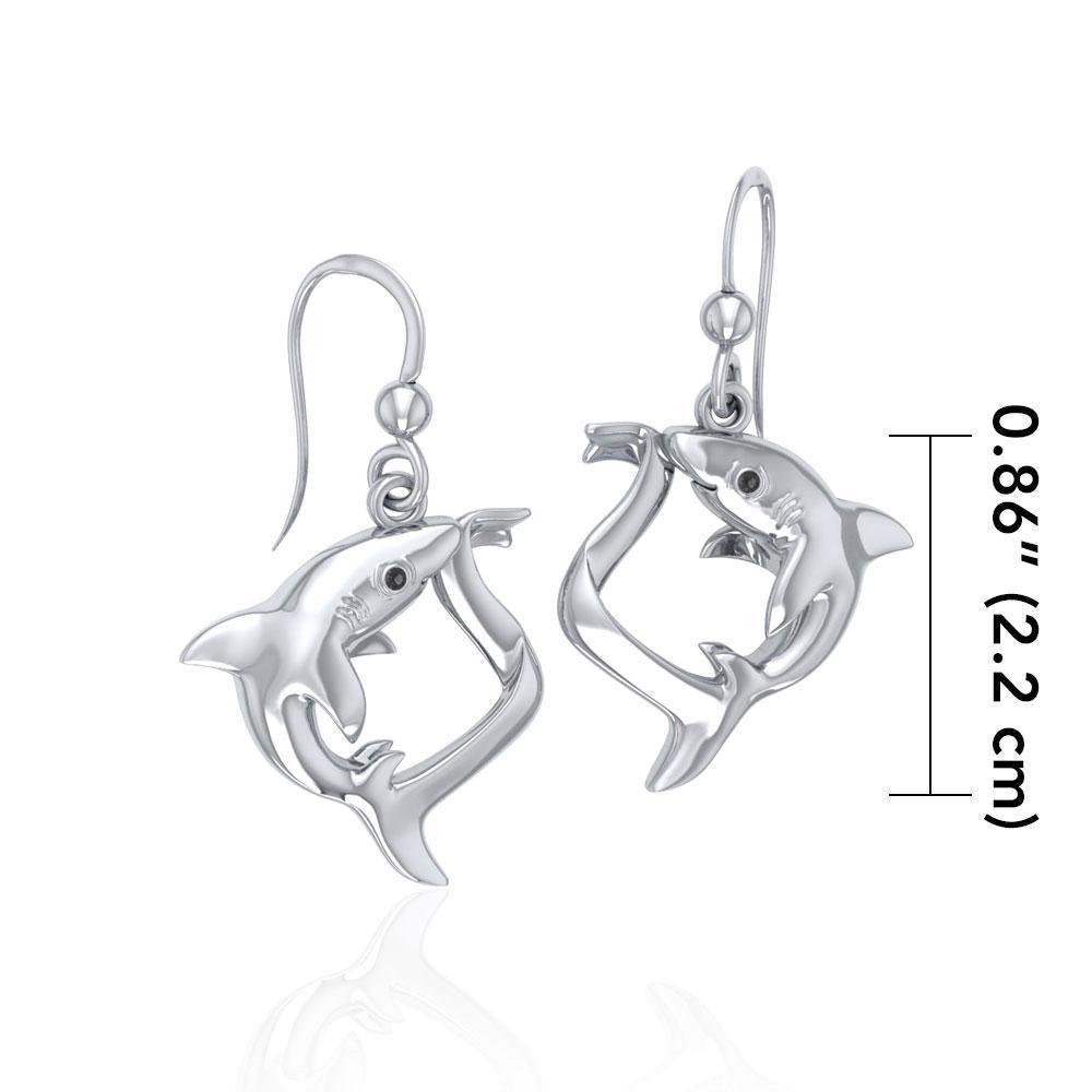 Big Eye Thresher Shark Sterling Silver With Gemstones Earrings TER1697 Earrings