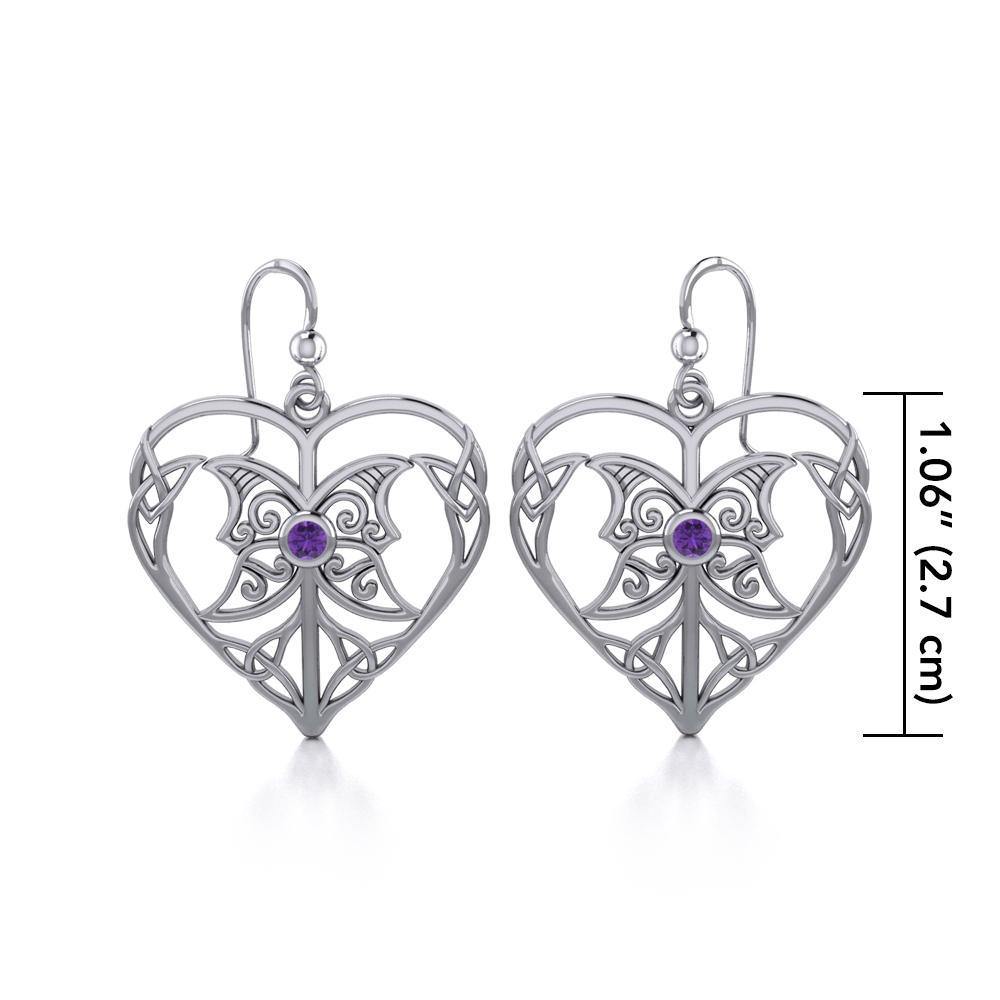 Celtic Triple Goddess Love Peace Sterling Silver Earrings with Gemstone TER1702 Earrings